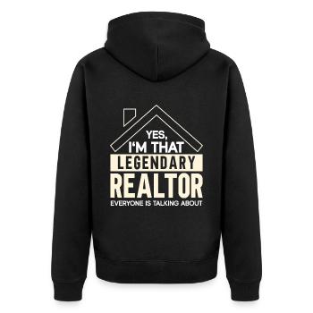 Agent immobilier Courtier Profession Immobilier - Veste à capuche bio Premium Unisexe - noir - Dos - Nico (187cm)