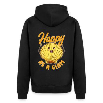 Happy as a clam - Unisex Premium Organic Zip Hoodie - black - Back - Nico (187cm)