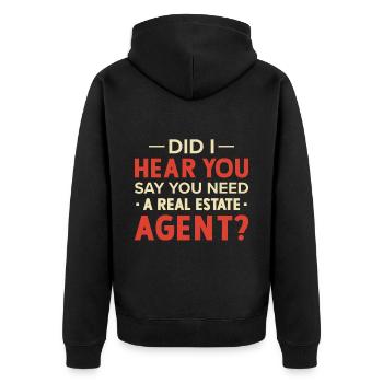 Immobilienmakler Makler Beruf Immobilien - Unisex Premium Bio Zip Hoodie - Schwarz - Hinten - Nico (187cm)