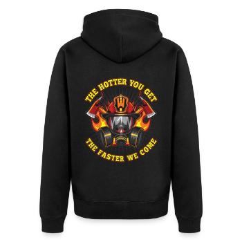 Fire Brigade Saying Firefighter - Unisex Premium Organic Zip Hoodie - black - Back - Nico (187cm)
