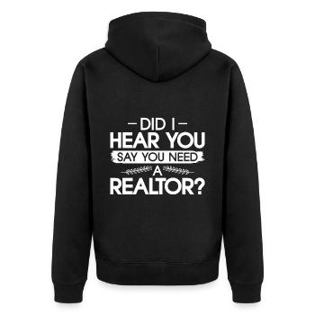 Immobilienmakler Makler Beruf Immobilien - Unisex Premium Bio Zip Hoodie - Schwarz - Hinten - Nico (187cm)