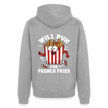 Français Frites Mignonnes Kawaii Drôles - Veste à capuche bio Premium Unisexe - gris chiné - Dos - Nico (187cm)