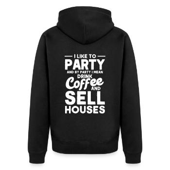 Immobilienmakler Makler Beruf Immobilien - Unisex Premium Bio Zip Hoodie - Schwarz - Hinten - Nico (187cm)