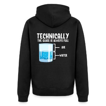 Das Glas ist immer Voll Wissenschaft - Unisex Premium Bio Zip Hoodie - Schwarz - Hinten - Nico (187cm)