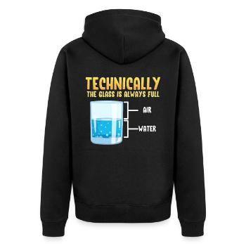 Das Glas ist immer Voll Wissenschaft - Unisex Premium Bio Zip Hoodie - Schwarz - Hinten - Nico (187cm)