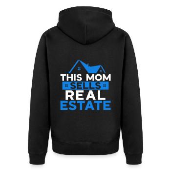 Immobilienmakler Makler Beruf Immobilien - Unisex Premium Bio Zip Hoodie - Schwarz - Hinten - Nico (187cm)