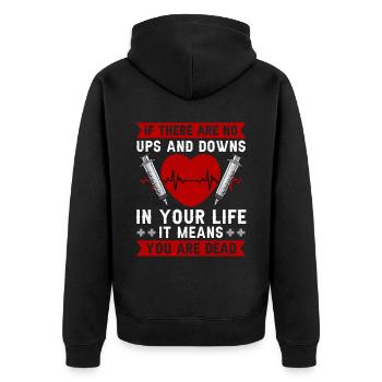 Krankenschwester Arzt Sanitäter - Unisex Premium Bio Zip Hoodie - Schwarz - Hinten - Nico (187cm)