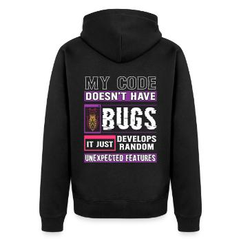 Developer My Code Has No Bugs Funny Coding - Unisex Premium Organic Zip Hoodie - black - Back - Nico (187cm)