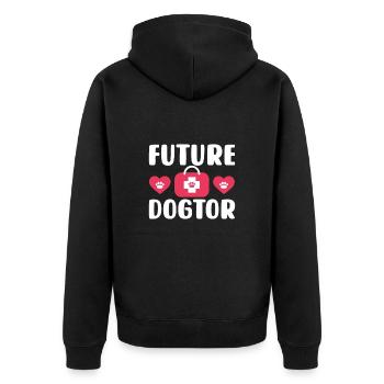 Tierarzt - Unisex Premium Bio Zip Hoodie - Schwarz - Hinten - Nico (187cm)