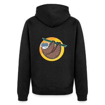 VR Virtual Reality - Unisex Premium Bio Zip Hoodie - Schwarz - Hinten - Nico (187cm)