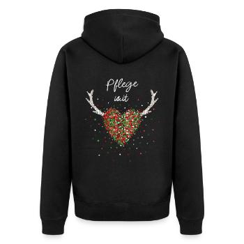 Pflegerin Mit Herz Pflege Weihnachtsgeschenk X-Mas - Unisex Premium Bio Zip Hoodie - Schwarz - Hinten - Nico (187cm)