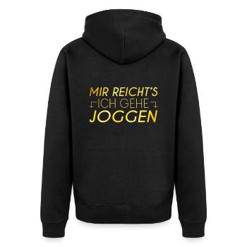 Joggen Spruch - Unisex Premium Bio Zip Hoodie - Schwarz - Hinten - Nico (187cm)