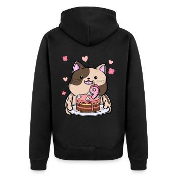 Le chat potelé garde un gâteau d’anniversaire 9 ans - Veste à capuche bio Premium Unisexe - noir - Dos - Nico (187cm)