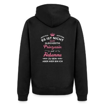 Prinzessin und Hebamme I Geburt Motiv für - Unisex Premium Bio Zip Hoodie - Schwarz - Hinten - Nico (187cm)