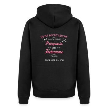 Prinzessin und Hebamme I Geburt Motiv für - Unisex Premium Bio Zip Hoodie - Schwarz - Hinten - Nico (187cm)