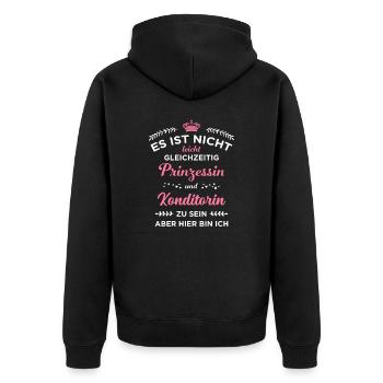 Prinzessin und Konditorin I I Backstube Bäckerei - Unisex Premium Bio Zip Hoodie - Schwarz - Hinten - Nico (187cm)