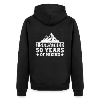 Wandern 50. Geburtstag Wanderer 50 Jahre Outdoor - Unisex Premium Bio Zip Hoodie - Schwarz - Hinten - Nico (187cm)
