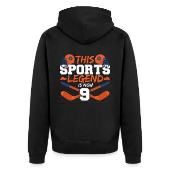 This sports legend is now 9, hockey game 9. - Unisex Premium Organic Zip Hoodie - black - Back - Nico (187cm)