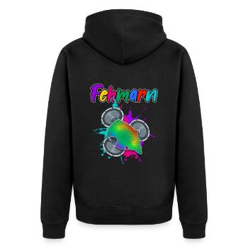 Fehmarn Beat - Unisex Premium Bio Zip Hoodie - Schwarz - Hinten - Nico (187cm)