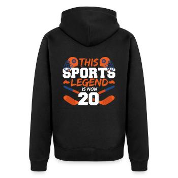 This sports legend is now 20, hockey game 20. - Unisex Premium Organic Zip Hoodie - black - Back - Nico (187cm)