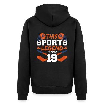 This sports legend is now 19, hockey game 19. - Unisex Premium Organic Zip Hoodie - black - Back - Nico (187cm)
