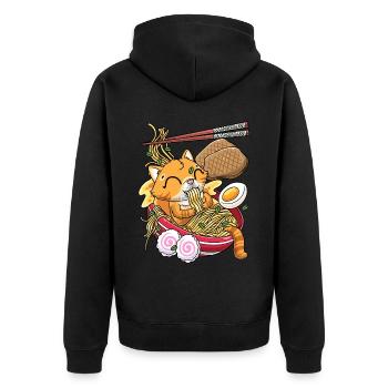 Kawaii Orange Katze Ramen Nudeln Anime-liebhaber - Unisex Premium Bio Zip Hoodie - Schwarz - Hinten - Nico (187cm)