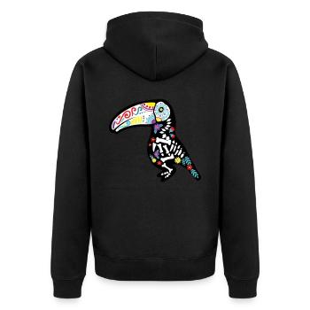 Tukan Bird Dia De Los Muertos - Veste à capuche bio Premium Unisexe - noir - Dos - Nico (187cm)