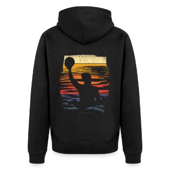Retro Wasserball Vintage Wassersport - Unisex Premium Bio Zip Hoodie - Schwarz - Hinten - Nico (187cm)