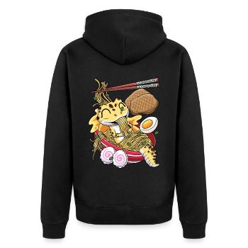 Kawaii Léopard Gecko Lézard Ramen - Veste à capuche bio Premium Unisexe - noir - Dos - Nico (187cm)