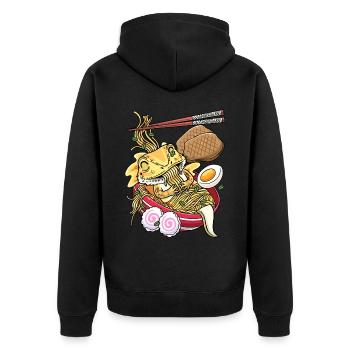 Kawaii Bärtiger Drache Ramen-nudeln Japanisches - Unisex Premium Bio Zip Hoodie - Schwarz - Hinten - Nico (187cm)