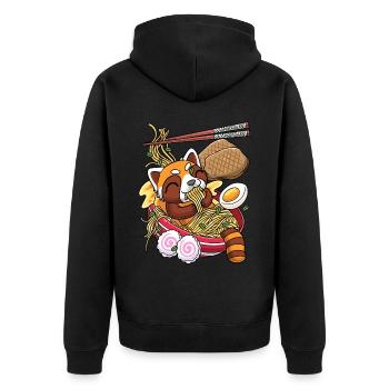 Kawaii Red Panda Bear Ramen Noodles Japanese - Unisex Premium Organic Zip Hoodie - black - Back - Nico (187cm)