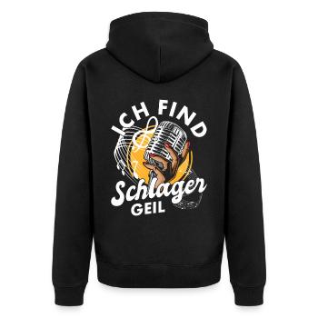 Volksmusik Party Dorffest Ouftit Deutsche Schlager - Unisex Premium Bio Zip Hoodie - Schwarz - Hinten - Nico (187cm)