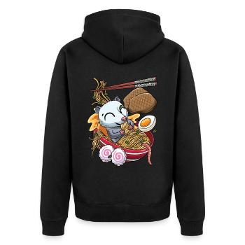 Kawaii Opossum Ramen Nouilles Cuisine japonaise - Veste à capuche bio Premium Unisexe - noir - Dos - Nico (187cm)