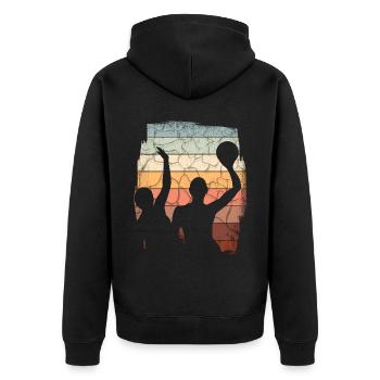 Retro Wasserball Vintage Wassersport - Unisex Premium Bio Zip Hoodie - Schwarz - Hinten - Nico (187cm)