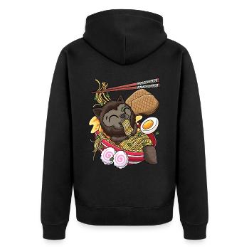 Kawaii Werewolf Ramen Halloween Noodles Anime - Unisex Premium Organic Zip Hoodie - black - Back - Nico (187cm)