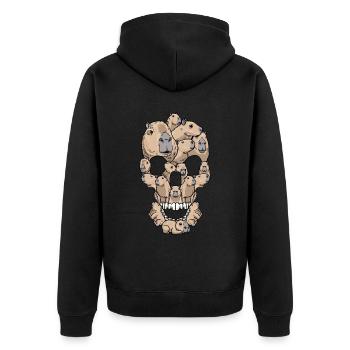 Capybara Skull Capybara - Unisex Premium Organic Zip Hoodie - black - Back - Nico (187cm)