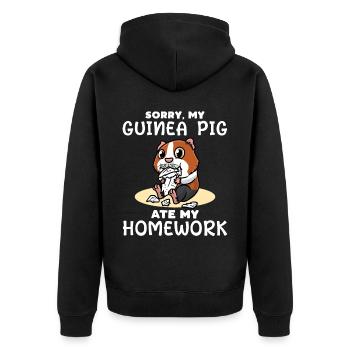 Meerschweinchen Hat Meine Hausaufgaben Gegessen - Unisex Premium Bio Zip Hoodie - Schwarz - Hinten - Nico (187cm)