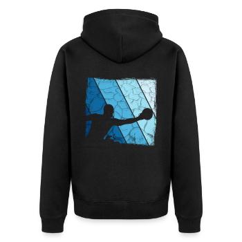 Retro Wasserball Vintage Wassersport - Unisex Premium Bio Zip Hoodie - Schwarz - Hinten - Nico (187cm)