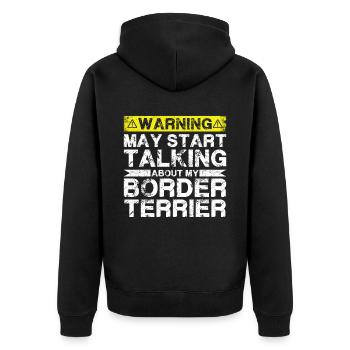 Speaking of Border Terriers - Unisex Premium Organic Zip Hoodie - black - Back - Nico (187cm)