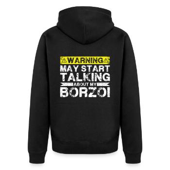 Apropos Barsoi - Unisex Premium Bio Zip Hoodie - Schwarz - Hinten - Nico (187cm)