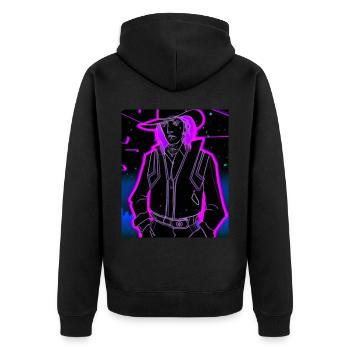 Goth Synthwave Outrun Goth Cowboy - Unisex Premium Organic Zip Hoodie - black - Back - Nico (187cm)