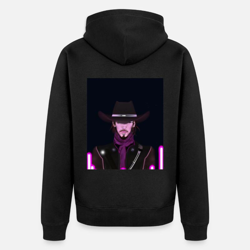 Goth Synthwave Outrun Goth Cowboy - Unisex Premium Bio Zip Hoodie - Schwarz