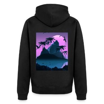 Vaporwave Aesthetic Palmiers de l’île tropicale - Veste à capuche bio Premium Unisexe - noir - Dos - Nico (187cm)