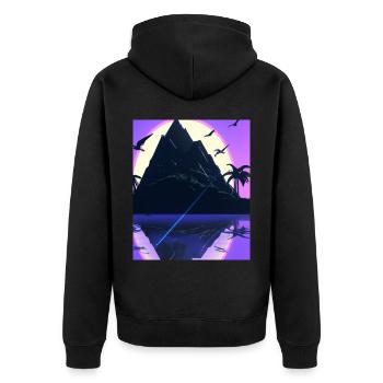 Vaporwave Aesthetic Island Palm Mountains - Veste à capuche bio Premium Unisexe - noir - Dos - Nico (187cm)