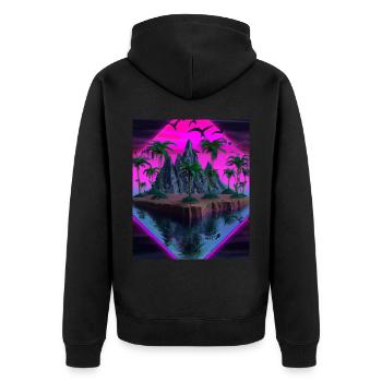 Vaporwave Esthétique Tropical Island Palm Mountains - Veste à capuche bio Premium Unisexe - noir - Dos - Nico (187cm)