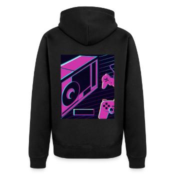 Vaporwave Aesthetic Gaming Console Future - Veste à capuche bio Premium Unisexe - noir - Dos - Nico (187cm)
