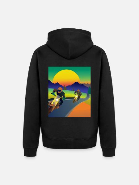 Vaporwave Aesthetic Sunset Mountains - Unisex Premium Organic Zip Hoodie - black