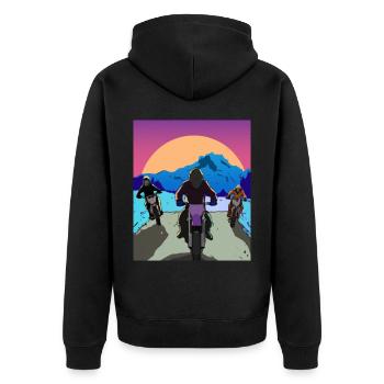 Vaporwave Esthétique Sunset Mountains - Veste à capuche bio Premium Unisexe - noir - Dos - Nico (187cm)