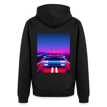 Vaporwave Esthétique Vintage Highway - Veste à capuche bio Premium Unisexe - noir - Dos - Nico (187cm)