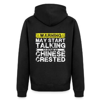 Speaking of Chinese Crested Dog - Unisex Premium Organic Zip Hoodie - black - Back - Nico (187cm)